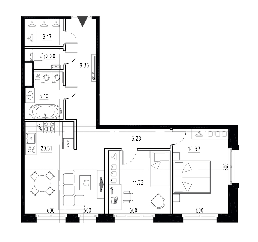 2-комнатная квартира 72.67 м², 2/9 эт., ЖК «LEGENDA Малоохтинский 68»